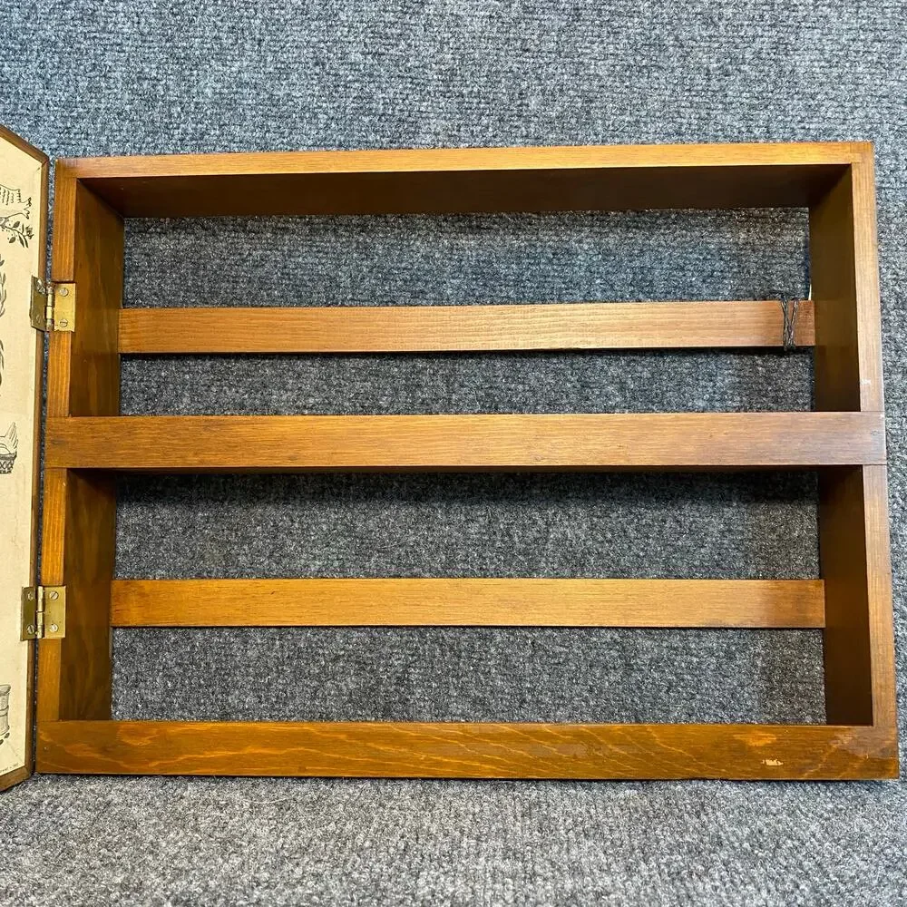 Vintage Wooden Spice Rack Wall Mount Herb Kitchen Organizer Decor Cozy Cottage